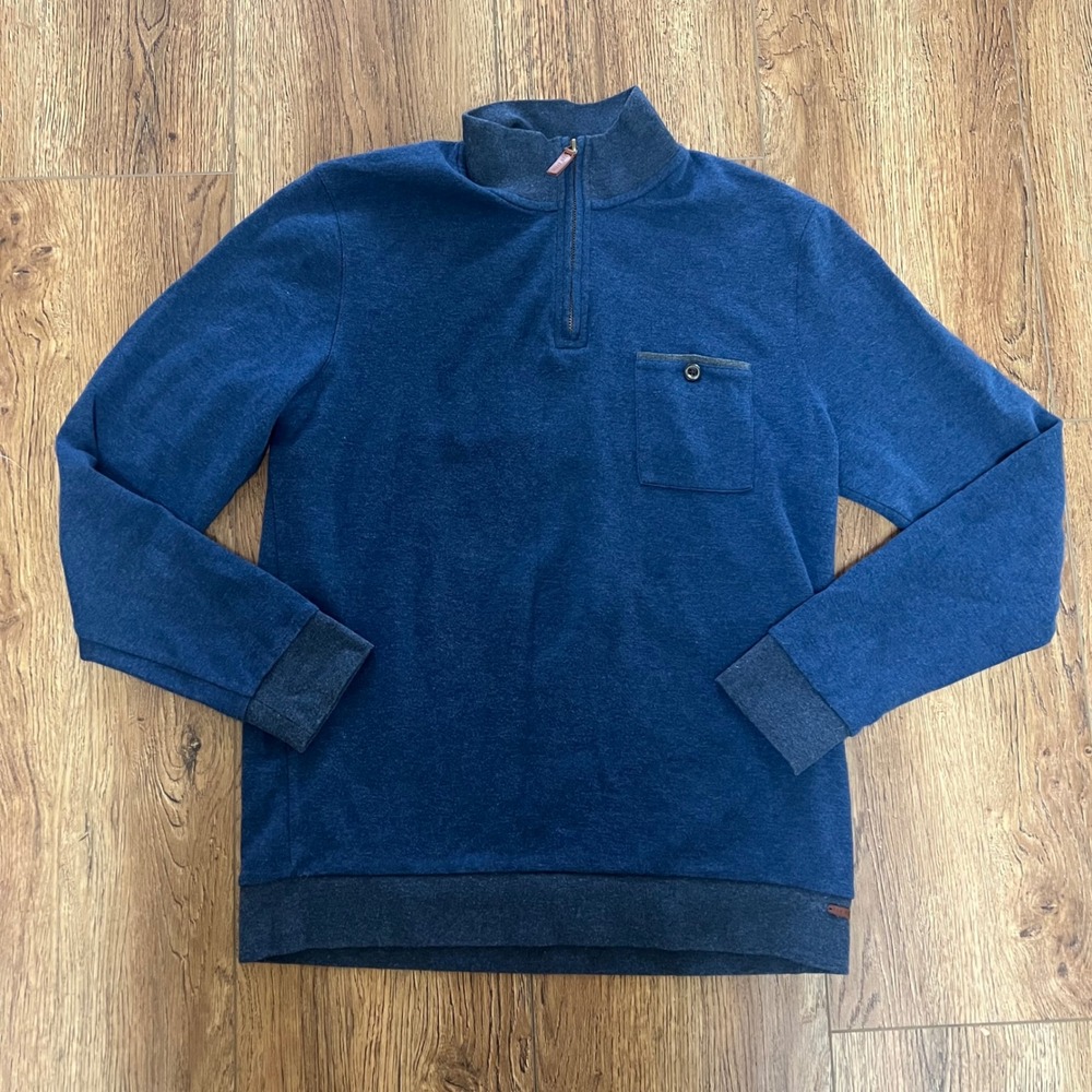 Ted Baker London Blue Quarter Zip Pullover Sweater Mens Size 4 Medium 1/4 Zip